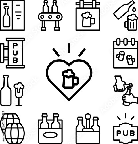 Heart, love, beer icon in a collection with other items