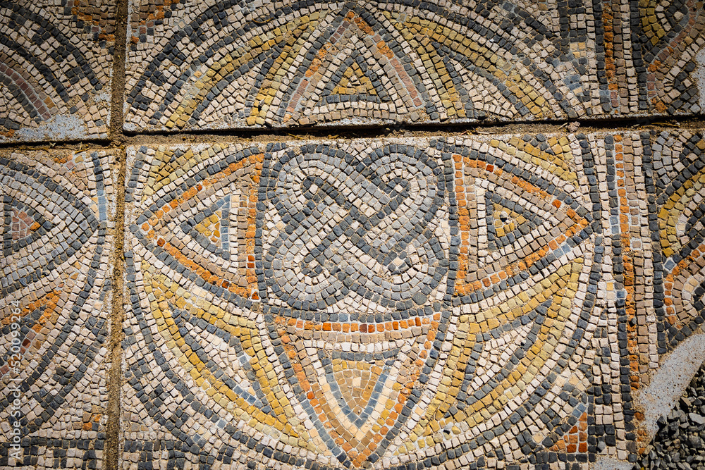 Ancient roman pavement mosaic from the portuguese archaeological place of Villa Cardillium located in the city of Torres Novas - Portugal