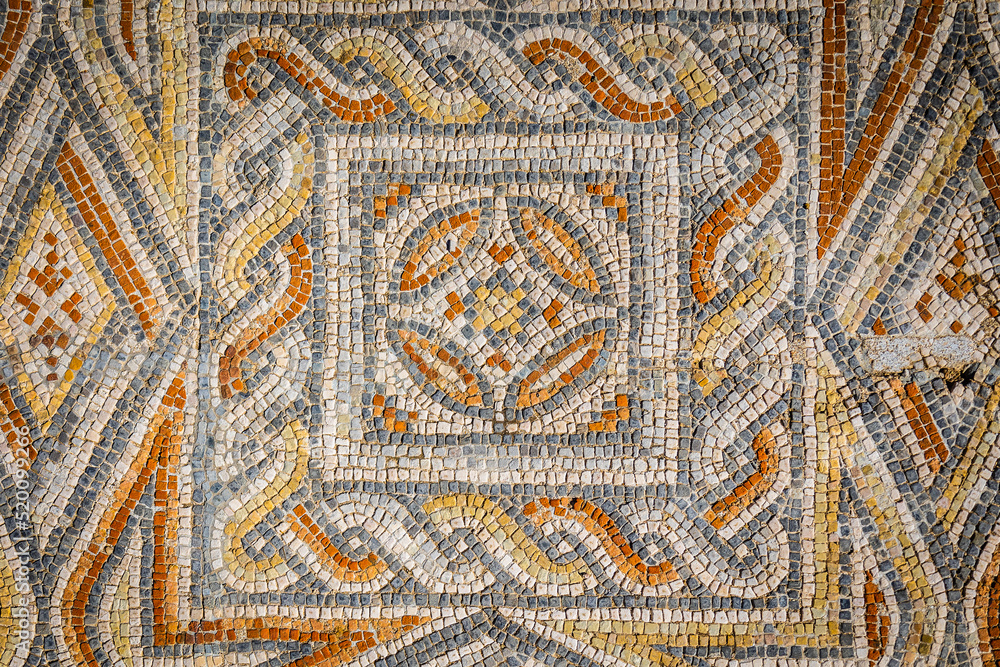 Ancient roman pavement mosaic from the portuguese archaeological place of Villa Cardillium located in the city of Torres Novas - Portugal