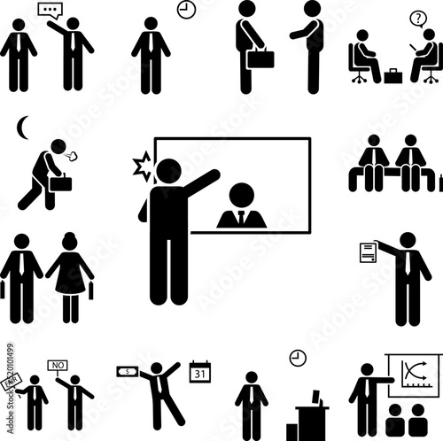 Pictogram of jobless, people icon in a collection with other items