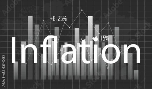 Graph showing increase in inflation Worldwide background concept, The word core values and stocks, and shares against, Data analyzing in foreign market