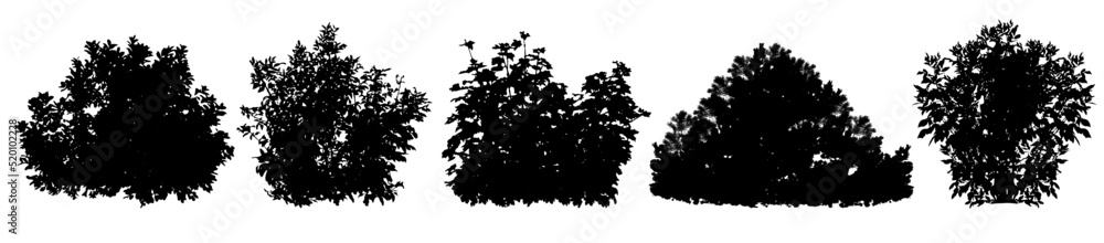 Bush, set of silhouettes. Vector illustration