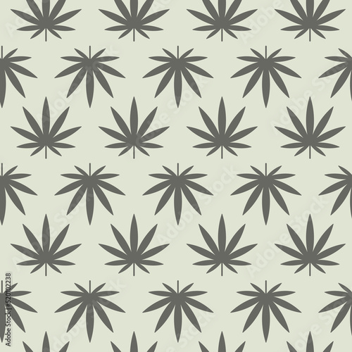 Cannabis print. Trendy pattern with leaves. Contour vector detail illustration.