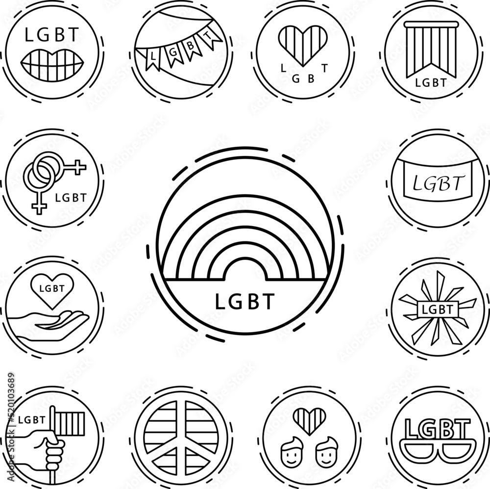 Rainbow, lgbt icon in a collection with other items Rainbow, lgbt icon in a collection with other items