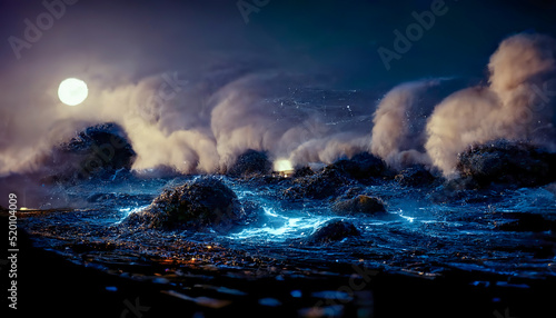 Night fantasy seascape with...