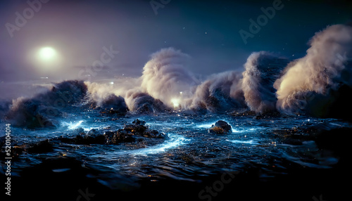 Night fantasy seascape with...