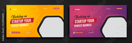 Modern YouTube video thumbnail for workshop promotion Corporate thumbnail and web banner template	