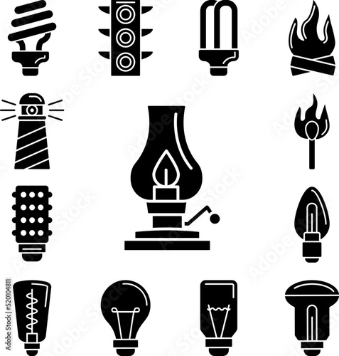 Light, lamp, oil icon in a collection with other items