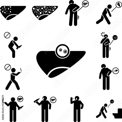 Cancer, fatty, liver icon in a collection with other items
