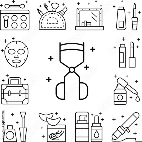 Eyelashes, tool icon in a collection with other items
