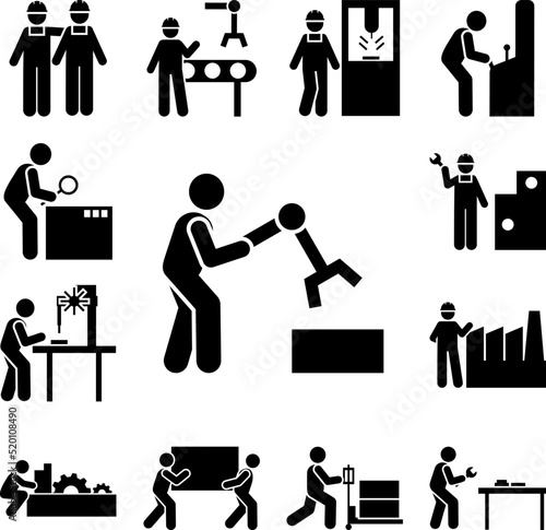 Joint, robotics, manufacturing, industry icon in a collection with other items