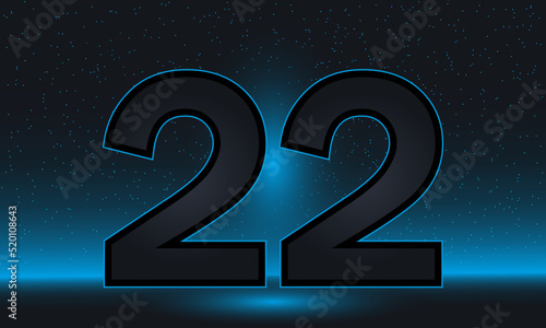 Number 22 vector. Luxury blue number 22 with luxurious modern background. vector design for celebration, invitation card and greeting card