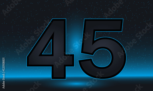 Number 45 vector. Luxury blue number 45 with luxurious modern background. vector design for celebration, invitation card and greeting card