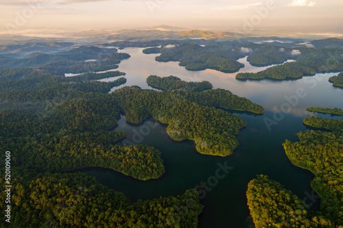 aerial view of water reservoir