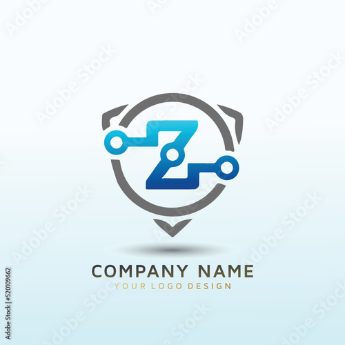 Cyber security vector logo design letter Z