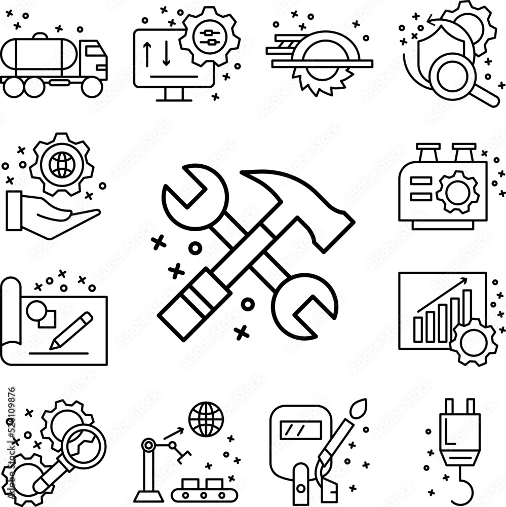 Fototapeta premium Handyman tools worker icon in a collection with other items