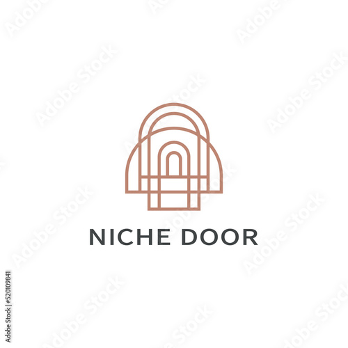 Niche door window with monoline style logo design illustration © Vexper