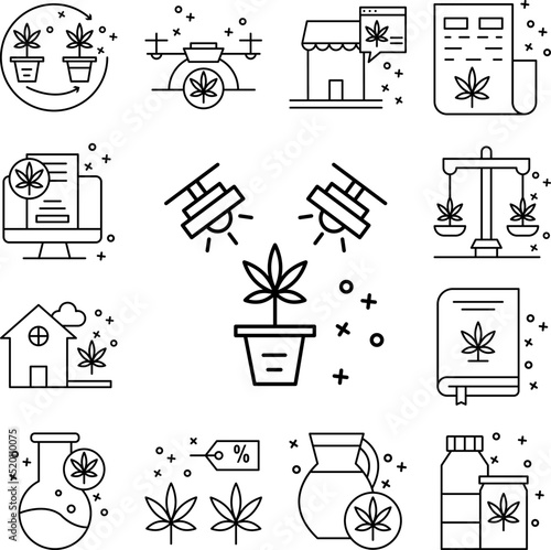 Lightning marijuana icon in a collection with other items