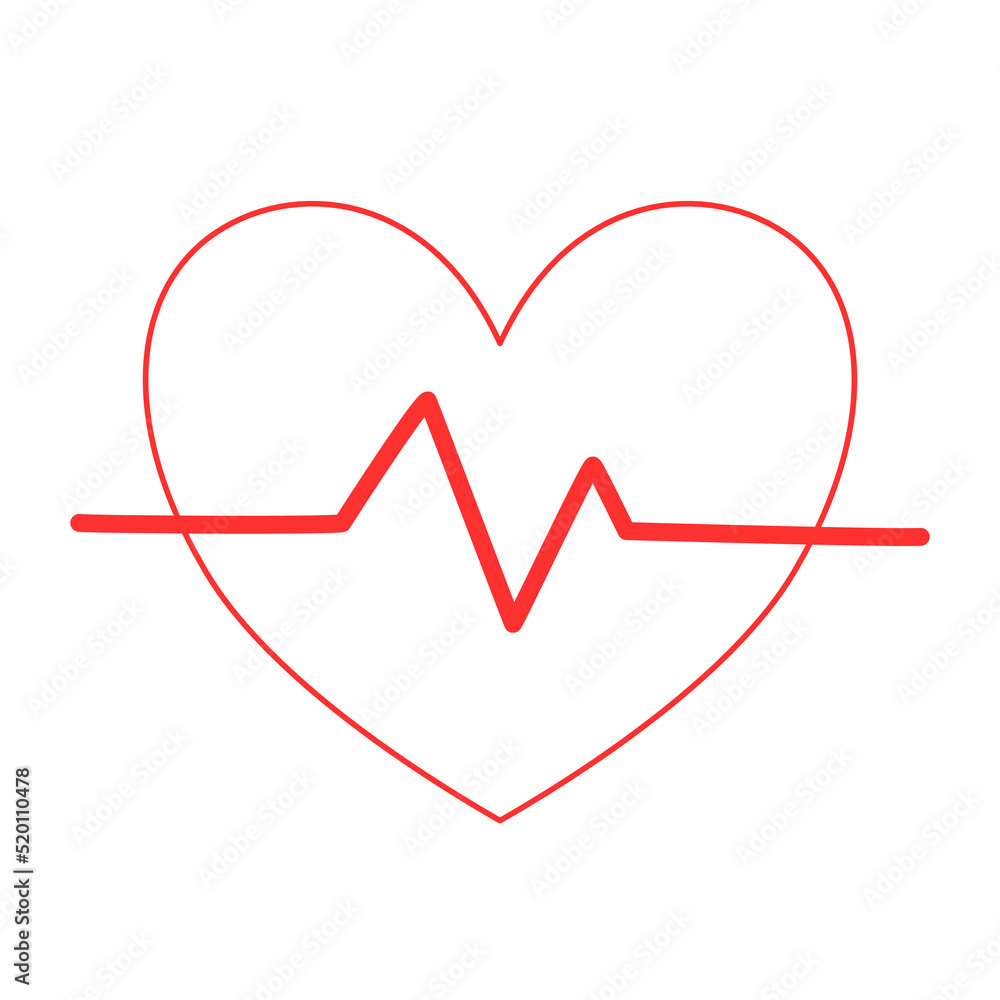 Medical or fitness heartbeat outline sign on white background, flat icon for web or app, vector Medical or fitness heartbeat outline sign on white background, flat icon for web or app, vector
