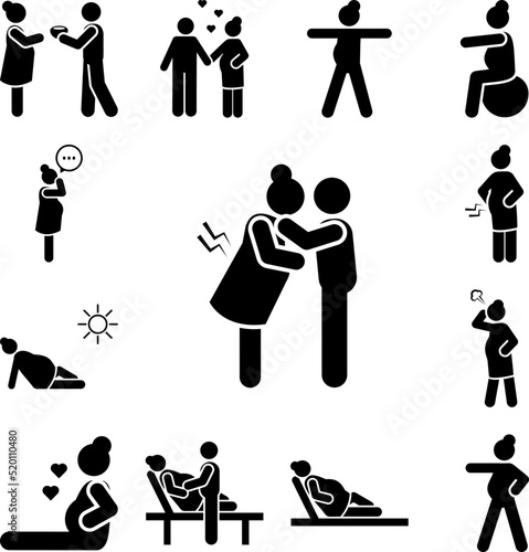 Mother, dad, pain, pregnant, family icon in a collection with other items
