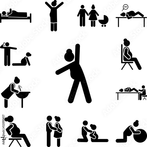 Pilates, mother, maternal icon in a collection with other items