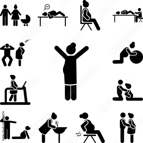 Happy, young, mother, pregnant, spouse icon in a collection with other items