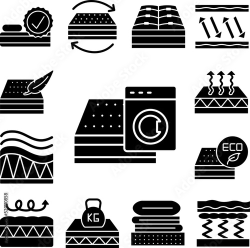 Mattress, washer icon in a collection with other items