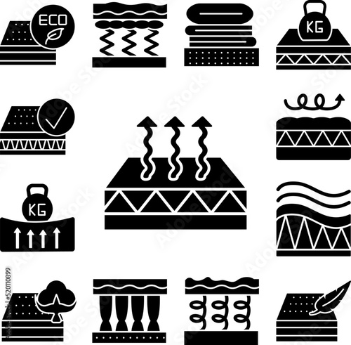 Mattress, arrows, porosity icon in a collection with other items