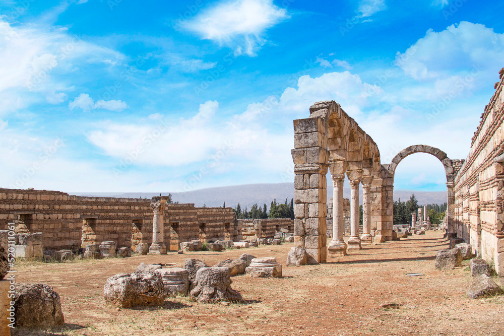 Fototapeta premium Beautiful view of the ruins of the ancient city of Anjar, Lebanon