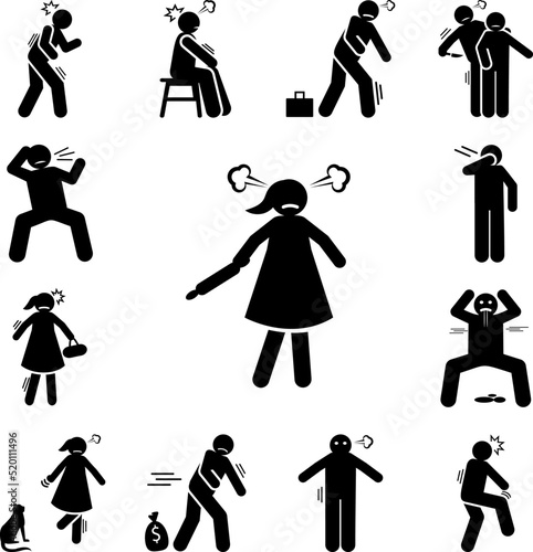 Angry, scorn, woman icon in a collection with other items