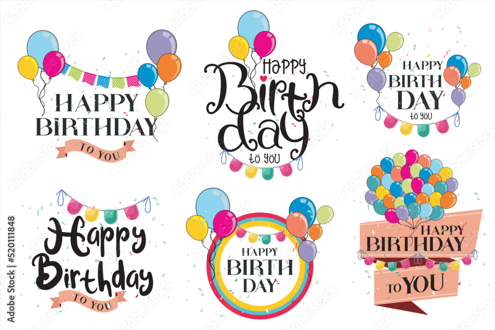 Happy birthday. Illustration of colorful birthday balloons. Vector illustration of Birthday background. Very suitable for birthday designs and other celebration events
