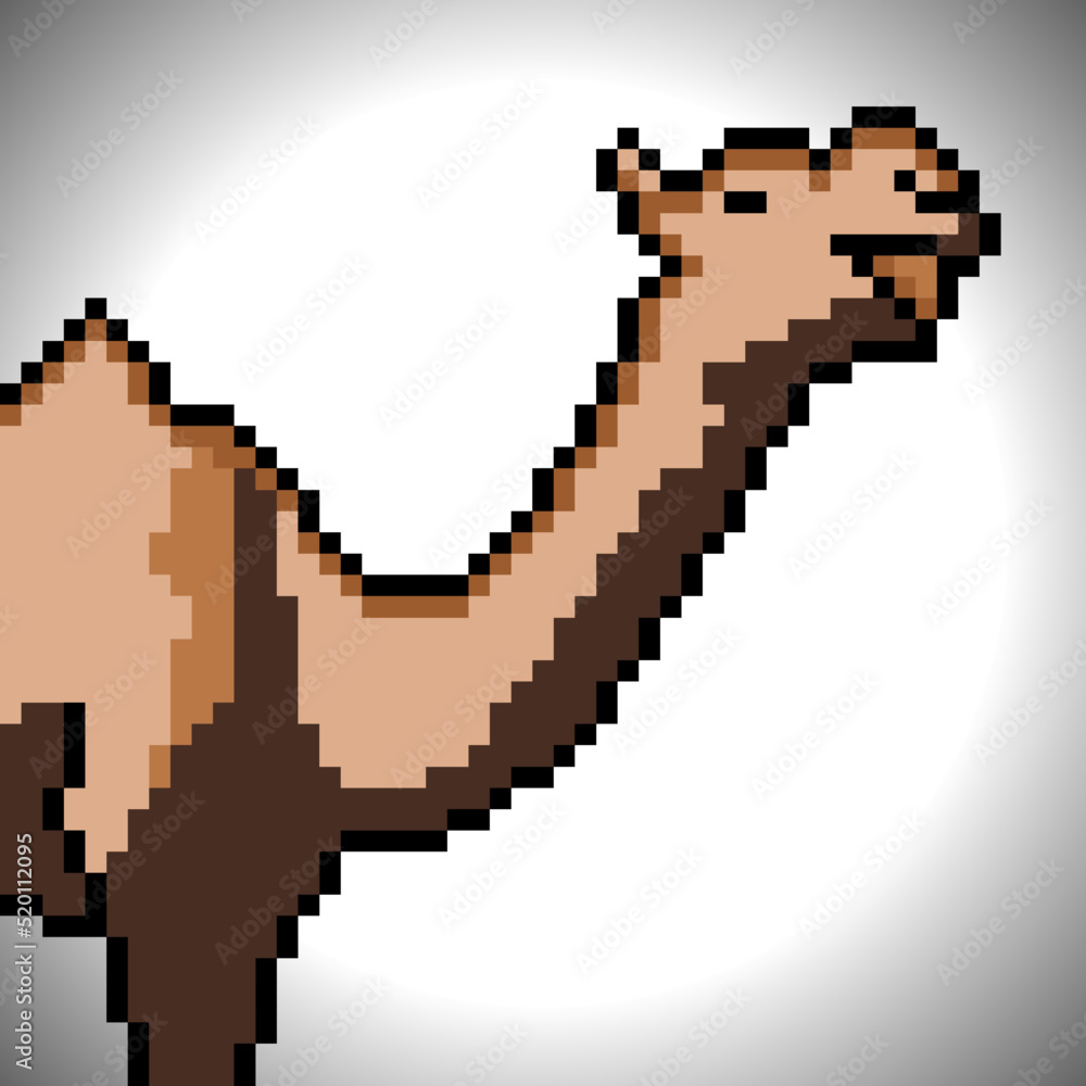Obraz premium Camel with pixel art. Vector illustration.