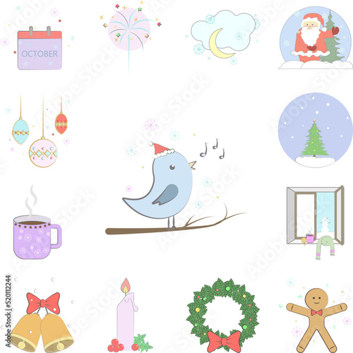 Christmas canary icon in a collection with other items