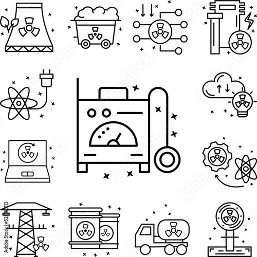 Dosimeter nuclear machine icon in a collection with other items