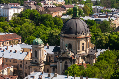 Baroque Dominican church and monastery in the old town in Lviv, Ukraine