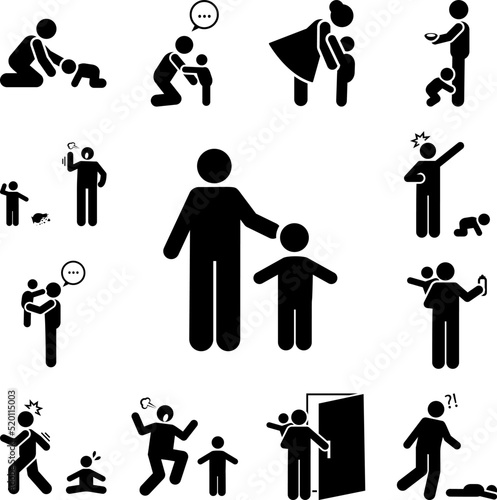 Father, child icon in a collection with other items