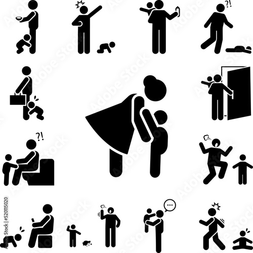 Mother, crying, ignore icon in a collection with other items