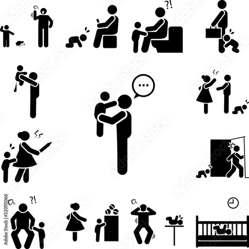 Baby, crying, father, speak icon in a collection with other items