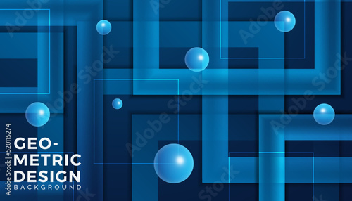 Abstract modern blue geometric with bubble background