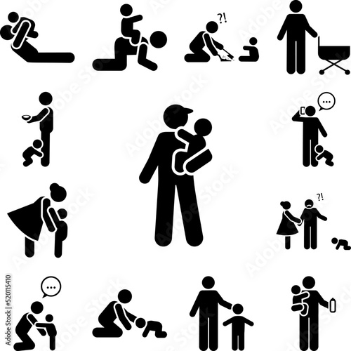 Dad, childcare, baby icon in a collection with other items