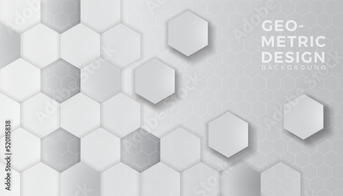 Abstract white and grey hexagon gardient background