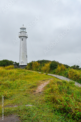 Shell Lighthouse in a rainy day in Ilha do Mel (Honey Island), Paraná, Brazil