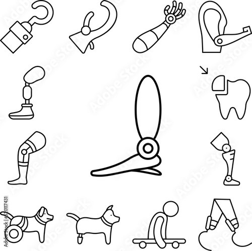 Prosthesis, foot icon in a collection with other items