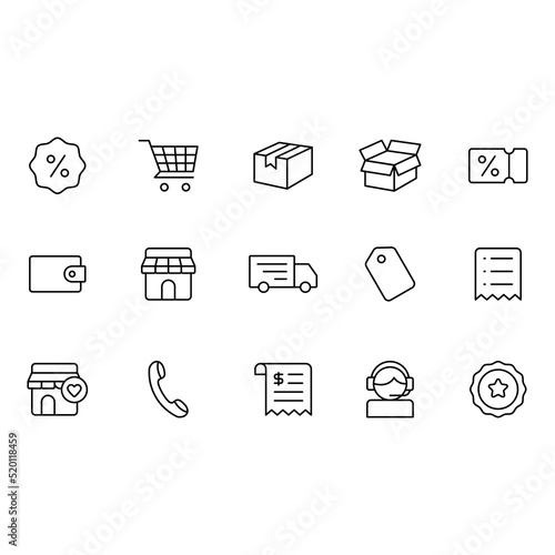 Online shop icon set. Editable vector stroke.