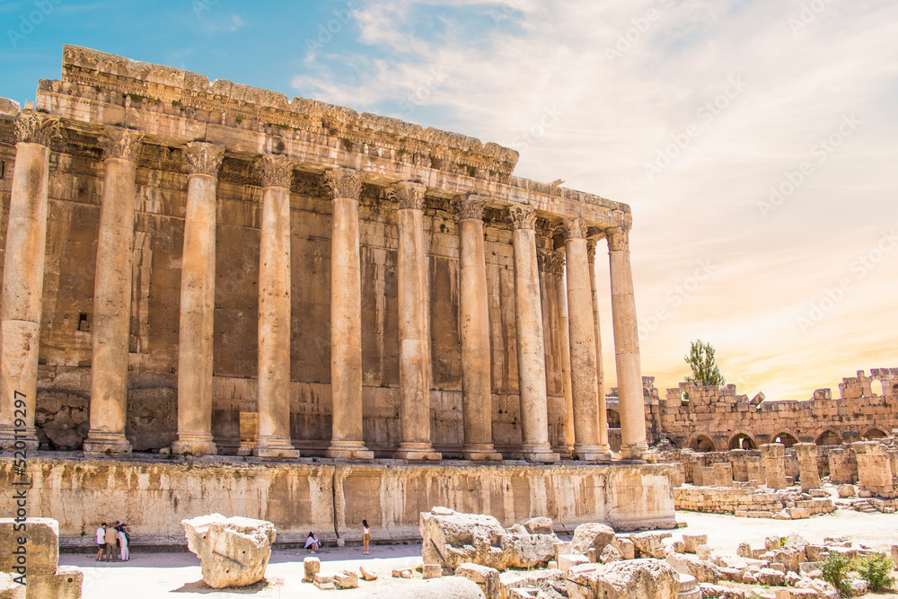 Beautiful view of Baalbek Roman Ruins in Baalbek, Lebanon