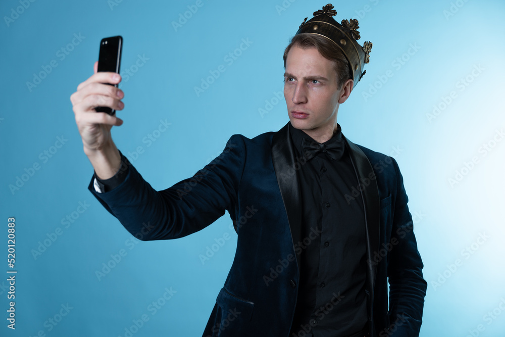 To become the best, the concept of a careerist. Businessman in a crown, ambitious manager To become the best, the concept of a careerist. Businessman in a crown, ambitious manager