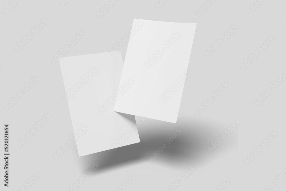 Realistic blank flyer illustration for mockup. 3D Render. Realistic blank flyer illustration for mockup. 3D Render.