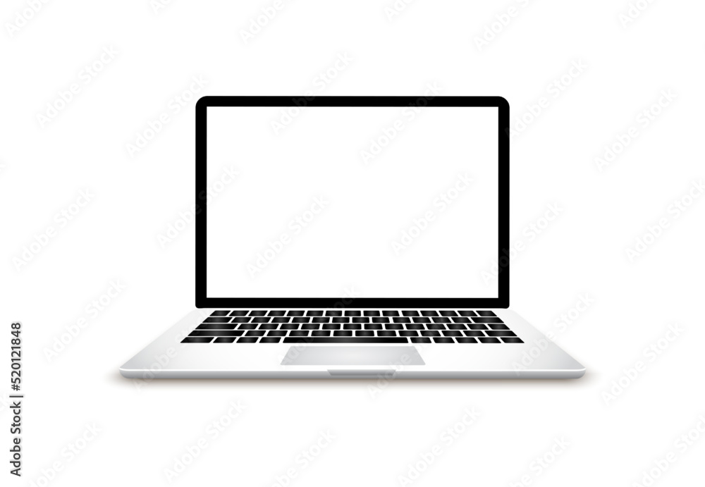 laptop computer white screen. Isolated On white background. Realistic 3D vector illustration. Modern notebook. laptop computer white screen. Isolated On white background. Realistic 3D vector illustration. Modern notebook.