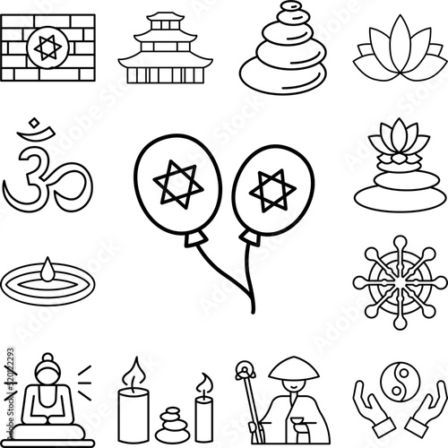 Jewish balloons icon in a collection with other items