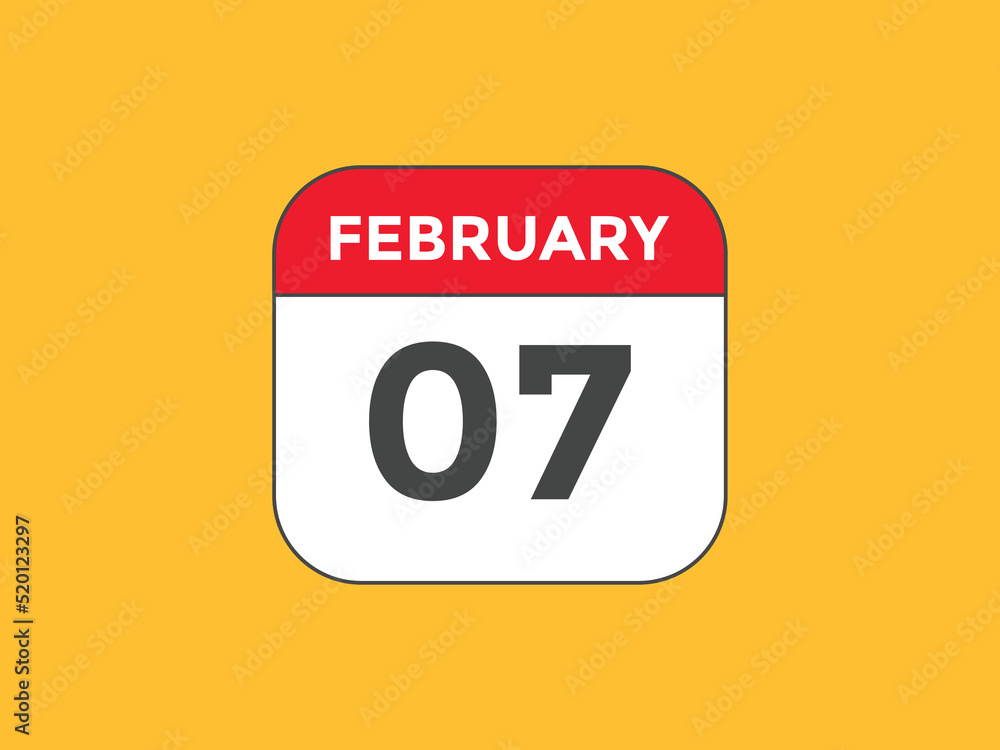 February 07 Calendar icon Design. Calendar Date 07th February. Calendar template
February 07 Calendar icon Design. Calendar Date 07th February. Calendar template